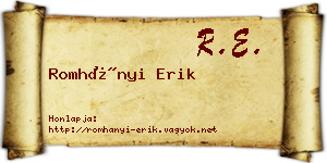 Romhányi Erik névjegykártya